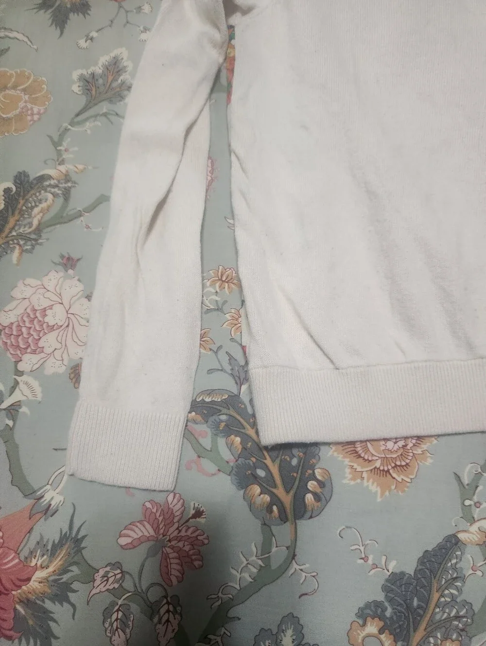 Anthropologie HWR Sheer Back Sweater Cream/Multi Color Size Small